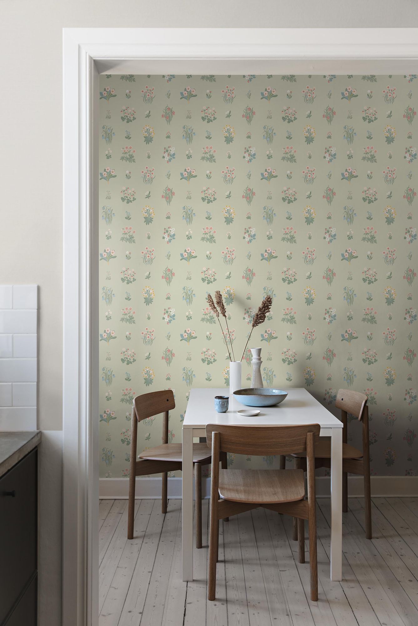 6950 Ängsflora Green and Multi Wallpaper by Boråstapeter