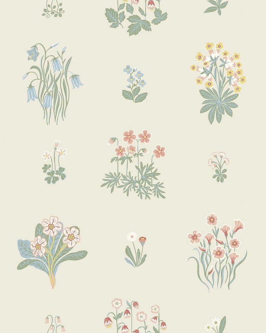 6951 Ängsflora Beige and Multi Wallpaper by Boråstapeter