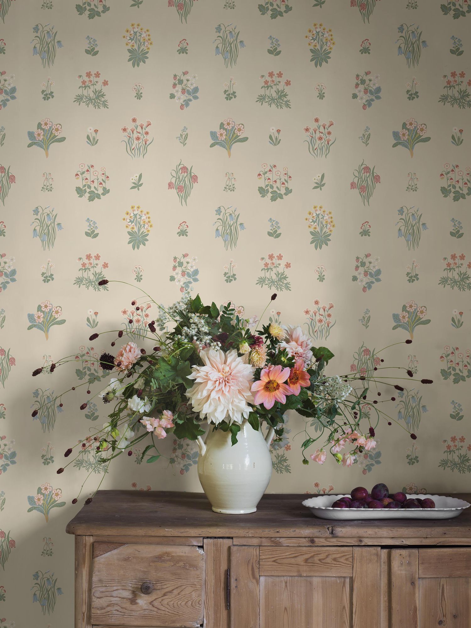 6951 Ängsflora Beige and Multi Wallpaper by Boråstapeter
