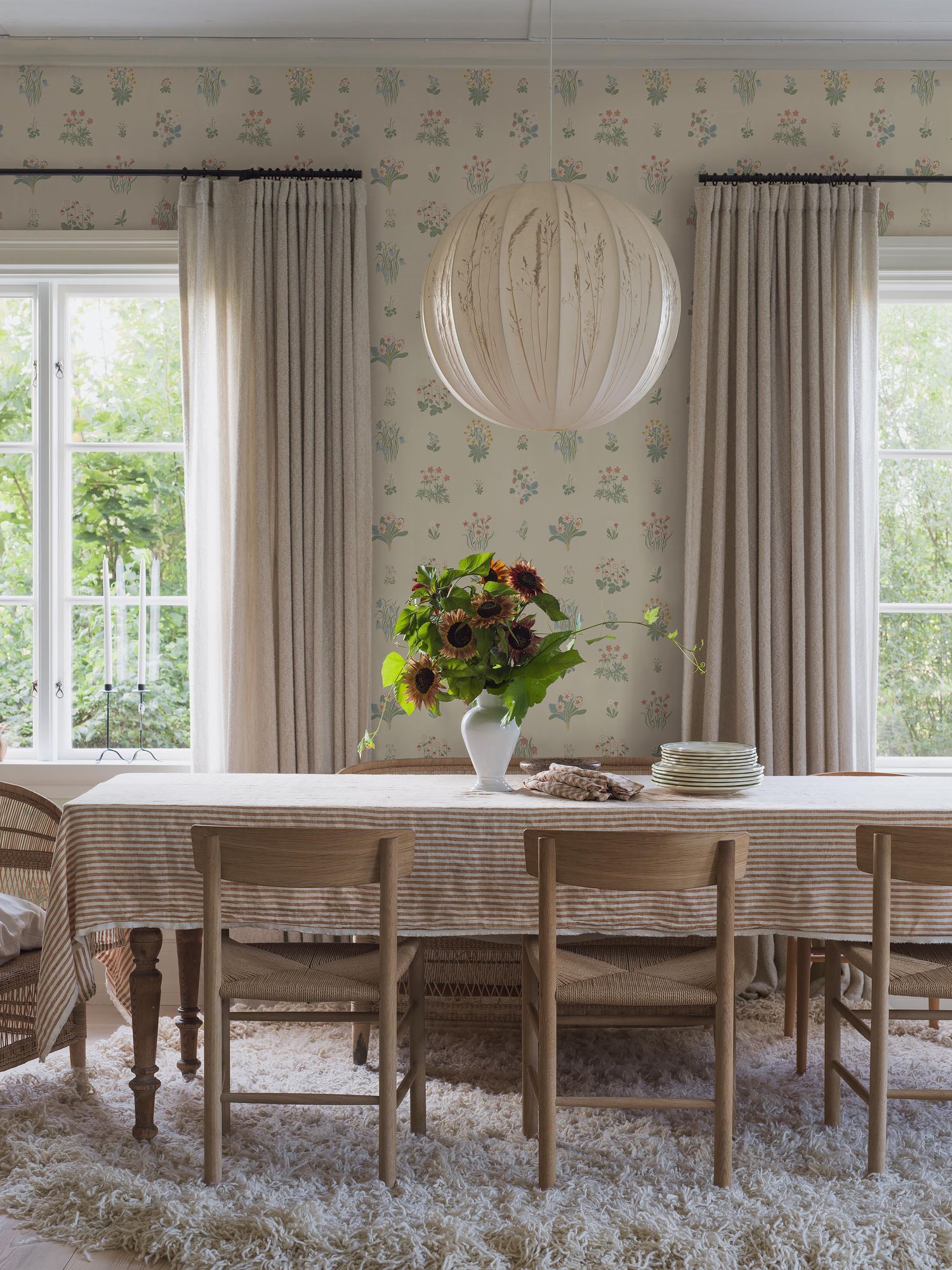 6951 Ängsflora Beige and Multi Wallpaper by Boråstapeter