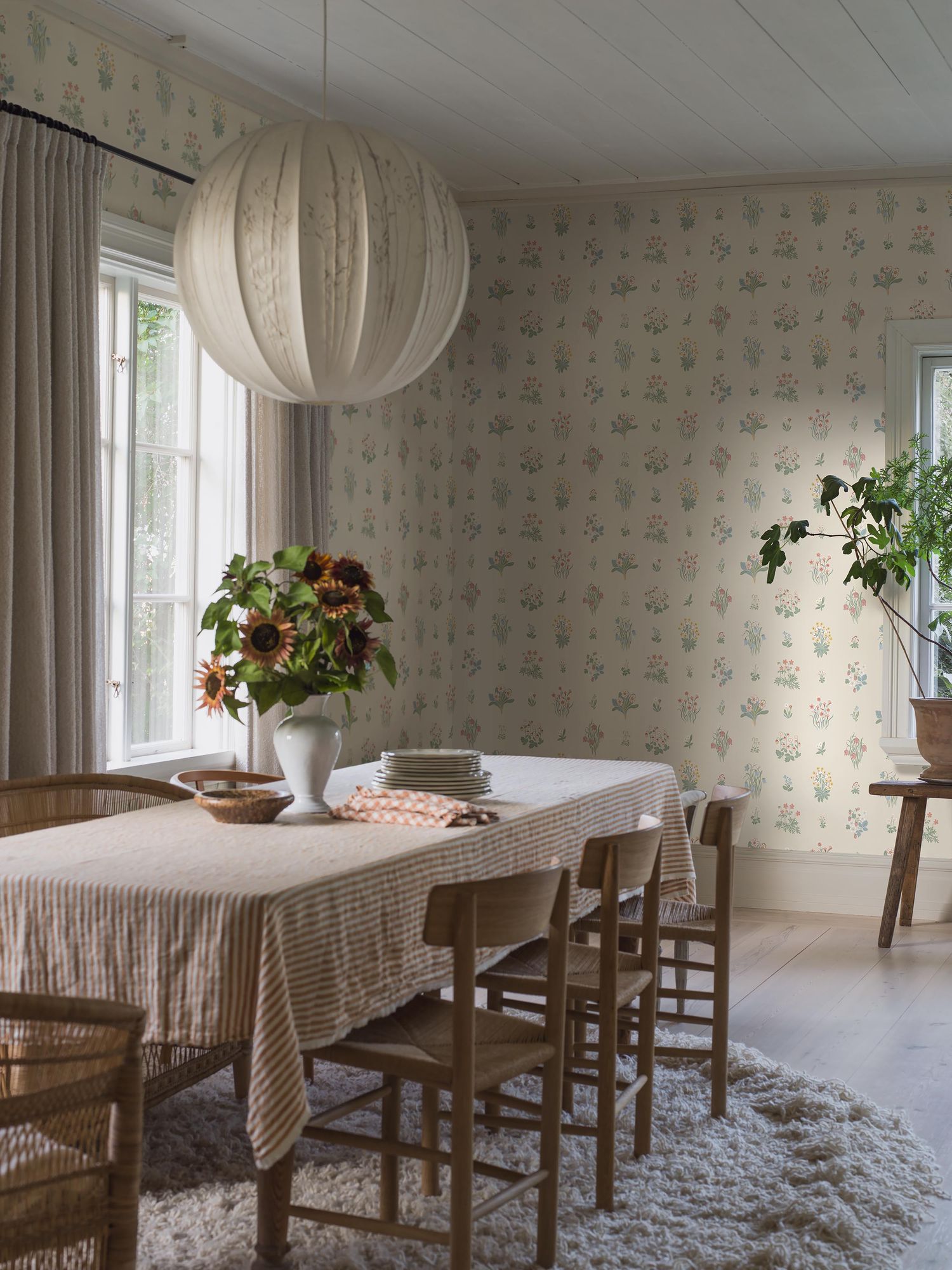 6951 Ängsflora Beige and Multi Wallpaper by Boråstapeter