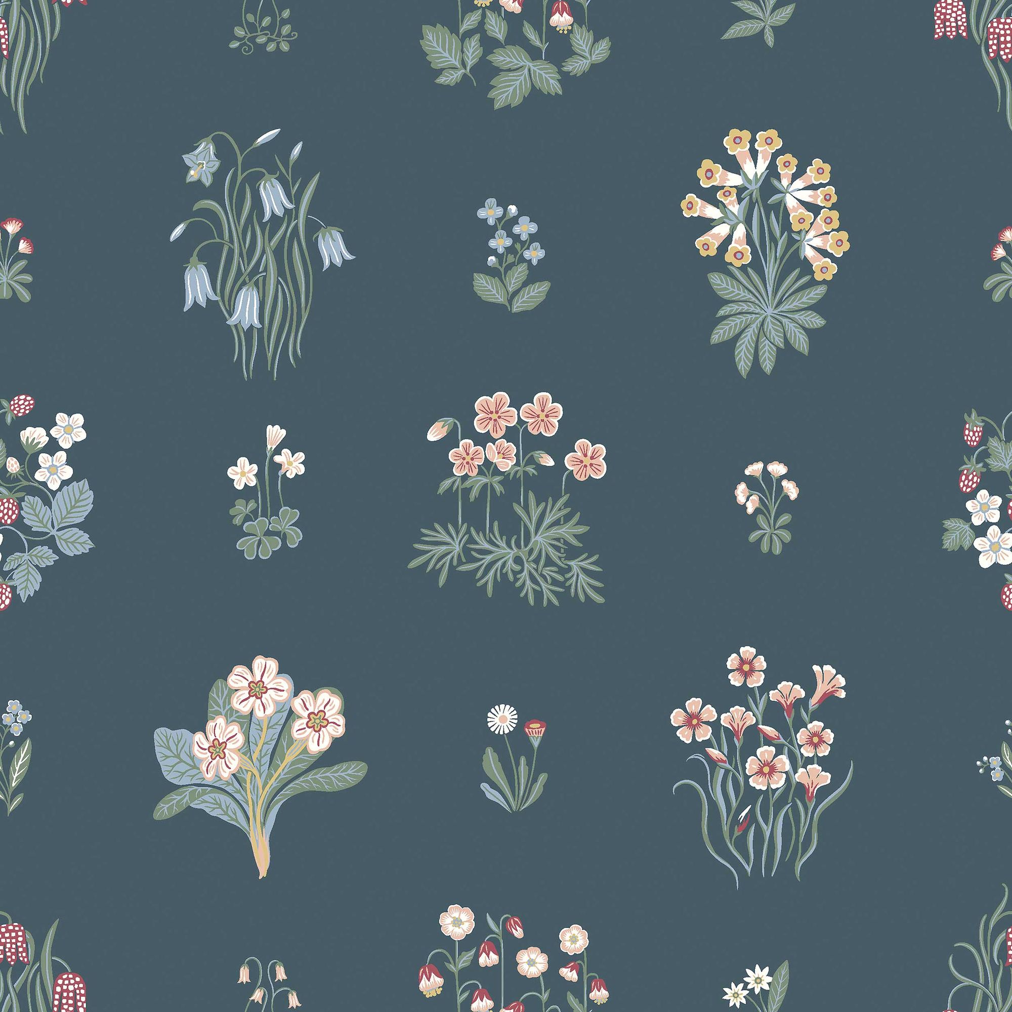 6952 Ängsflora Blue and Multi Wallpaper by Boråstapeter