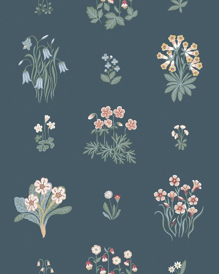 6952 Ängsflora Blue and Multi Wallpaper by Boråstapeter