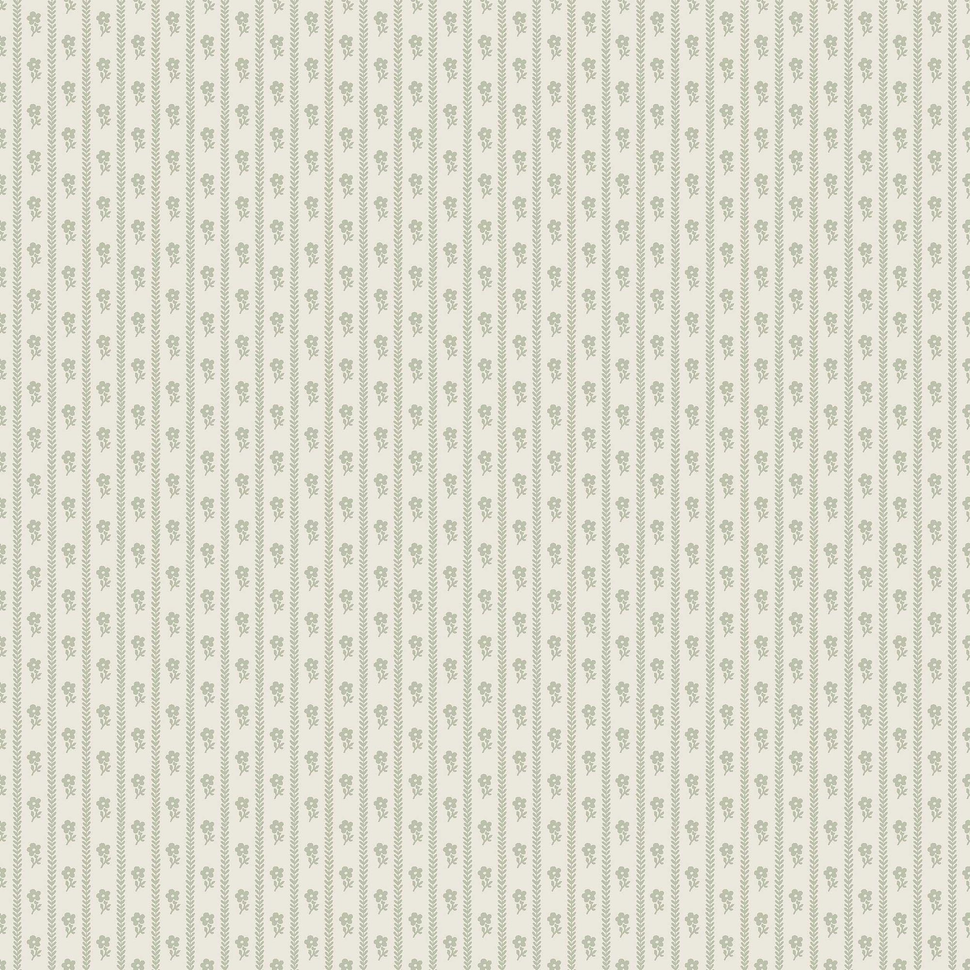 6954 Lilla Lyckan Green and White Wallpaper by Boråstapeter