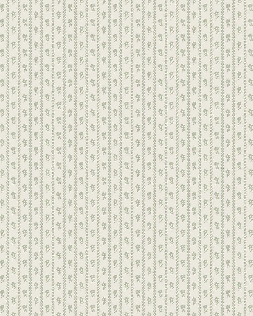 6954 Lilla Lyckan Green and White Wallpaper by Boråstapeter