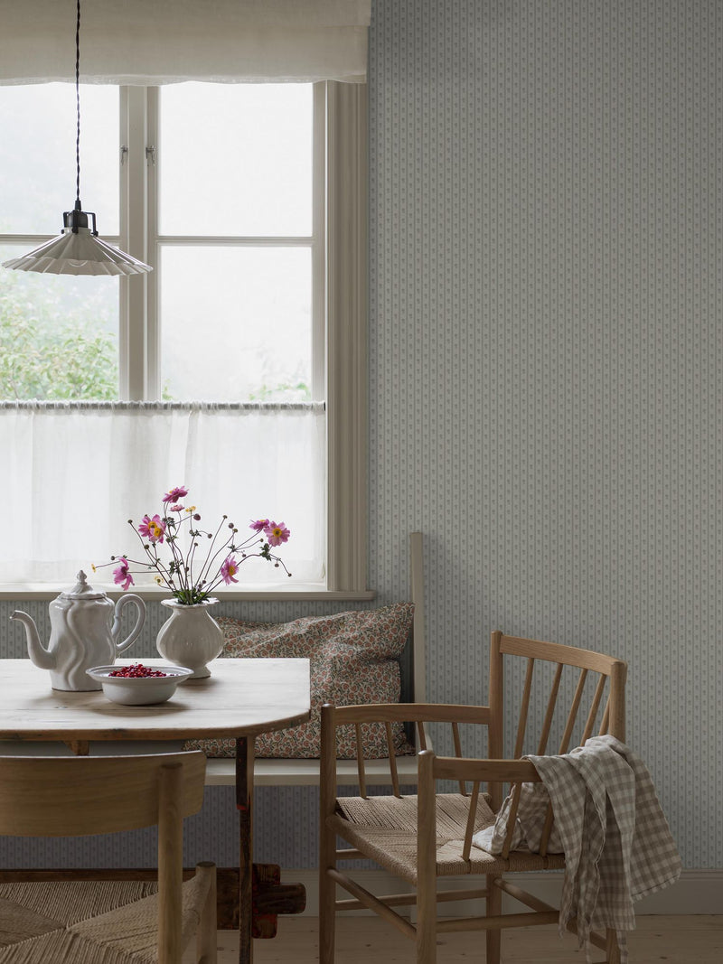 6954 Lilla Lyckan Green and White Wallpaper by Boråstapeter