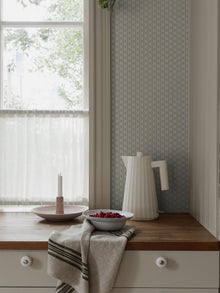 6954 Lilla Lyckan Green and White Wallpaper by Boråstapeter