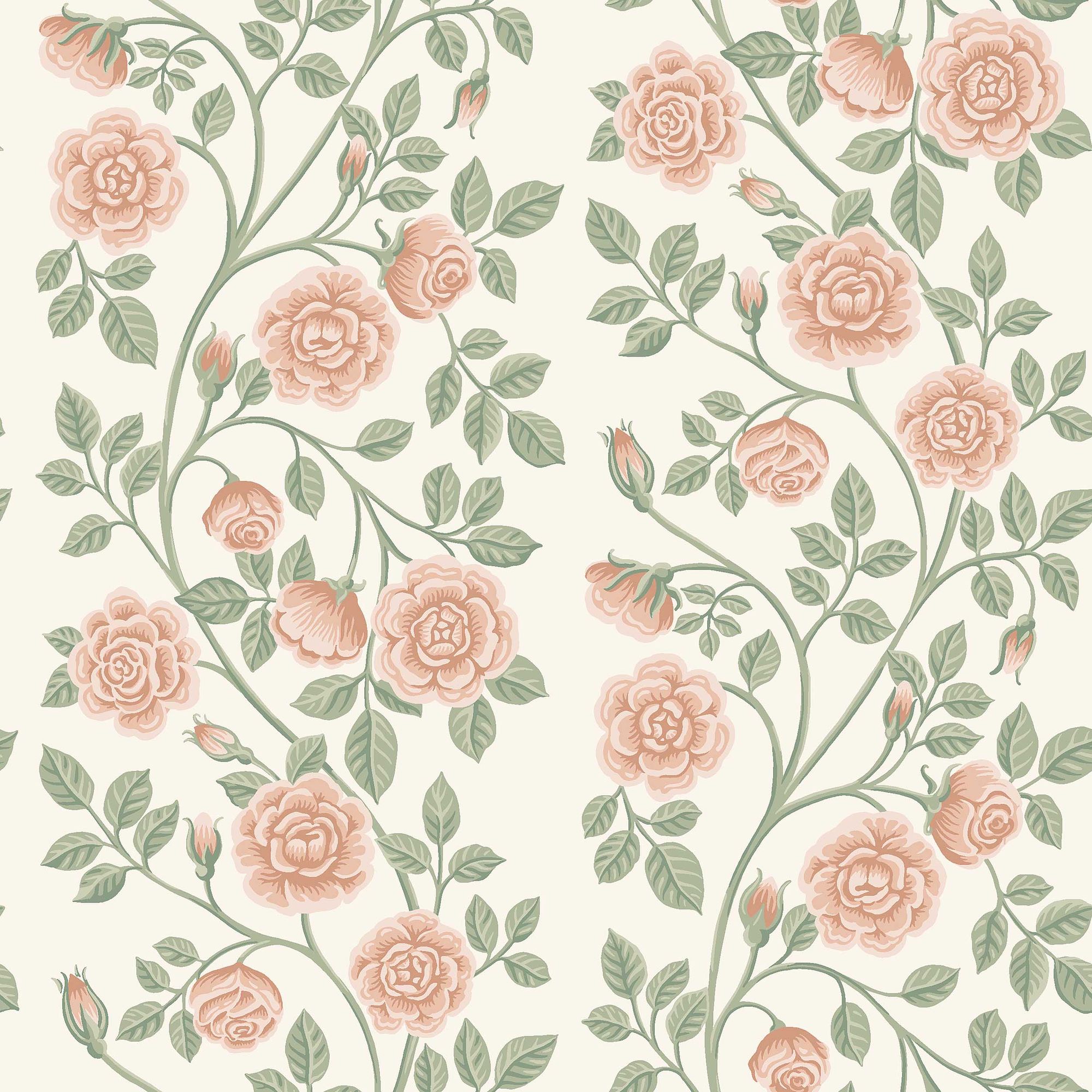 6958 Elsa Pink and Green Wallpaper by Boråstapeter