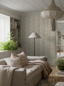 6958 Elsa Pink and Green Wallpaper by Boråstapeter