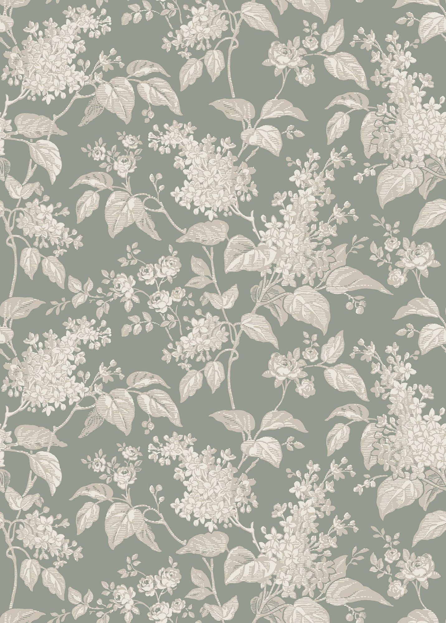 6963 Syren Green and Beige Wallpaper by Boråstapeter