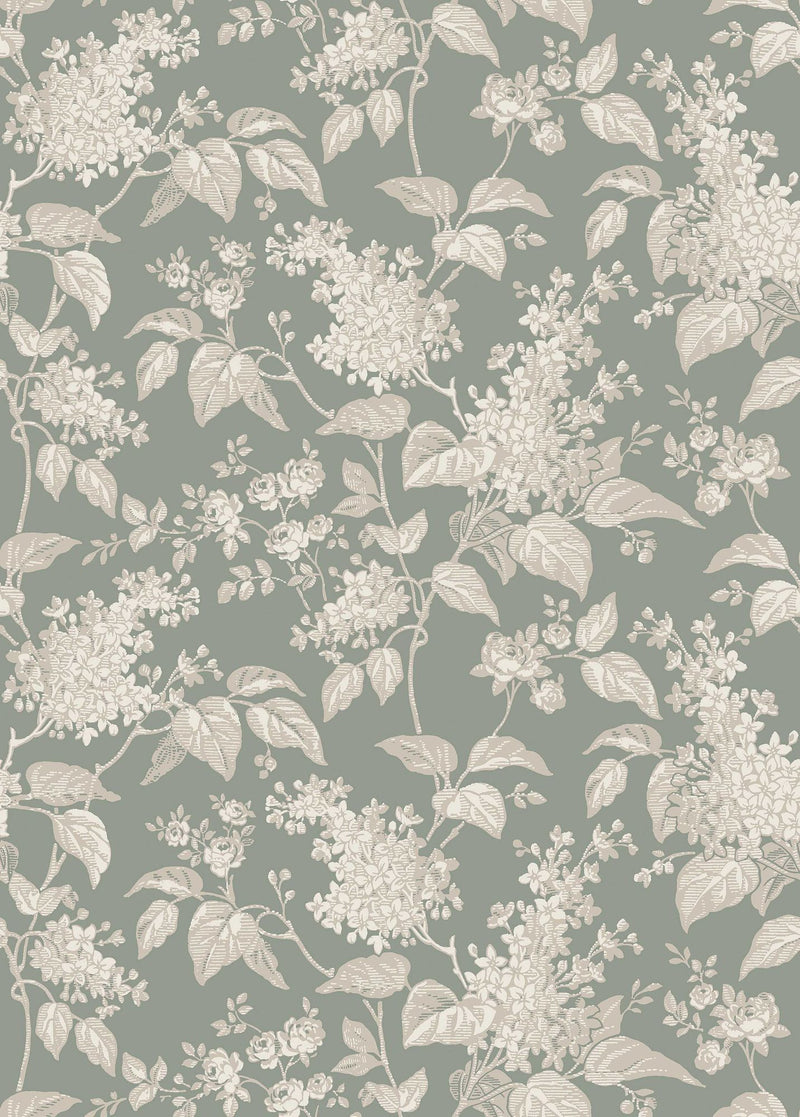 6963 Syren Green and Beige Wallpaper by Boråstapeter