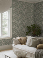 6963 Syren Green and Beige Wallpaper by Boråstapeter