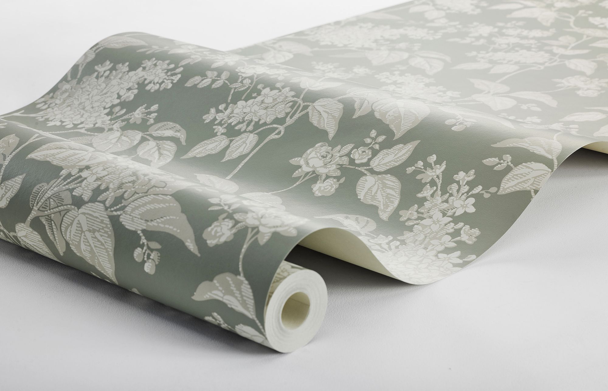 6963 Syren Green and Beige Wallpaper by Boråstapeter