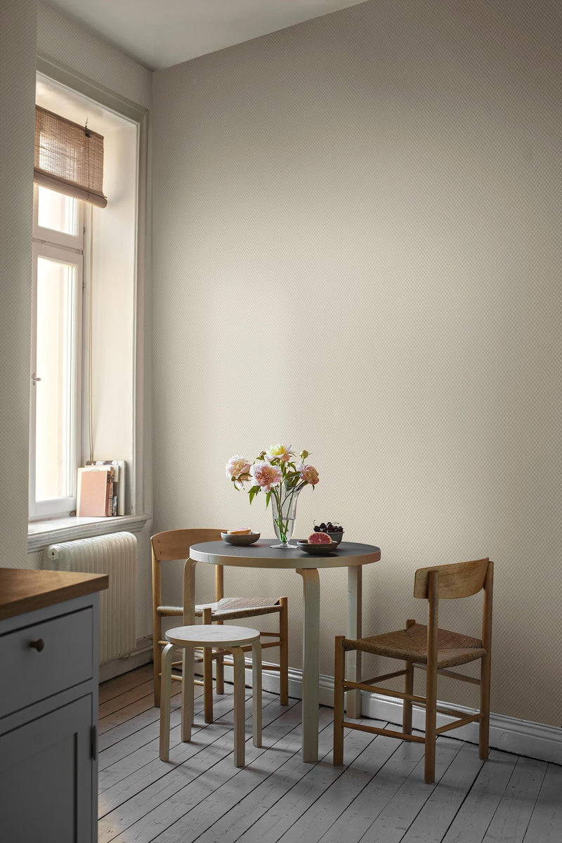 6967 Selma Beige and White Wallpaper by Boråstapeter