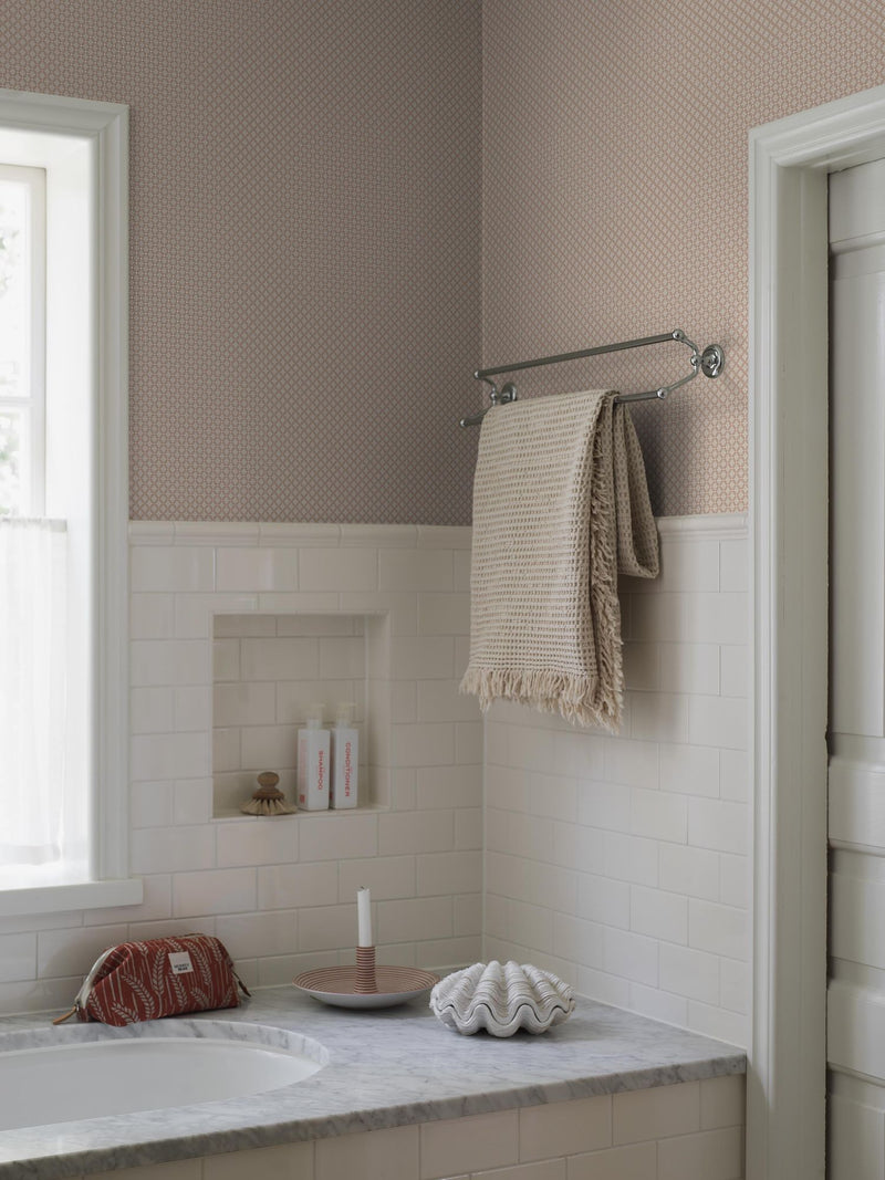 6968 Selma Pink and Beige Wallpaper by Boråstapeter