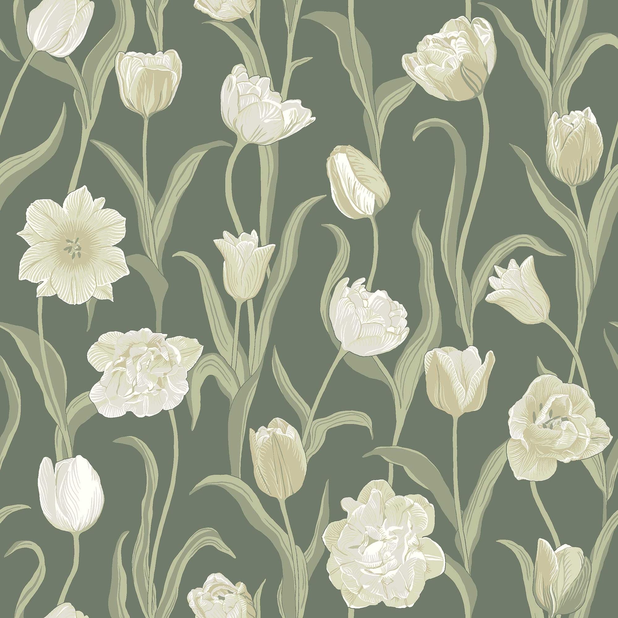 6971 La Belle Epoque Green and White Wallpaper by Boråstapeter