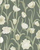 6971 La Belle Epoque Green and White Wallpaper by Boråstapeter