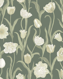 6971 La Belle Epoque Green and White Wallpaper by Boråstapeter