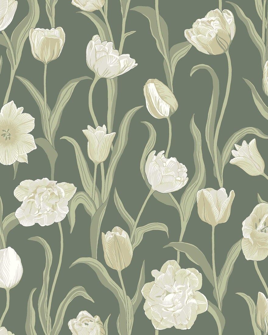 6971 La Belle Epoque Green and White Wallpaper by Boråstapeter