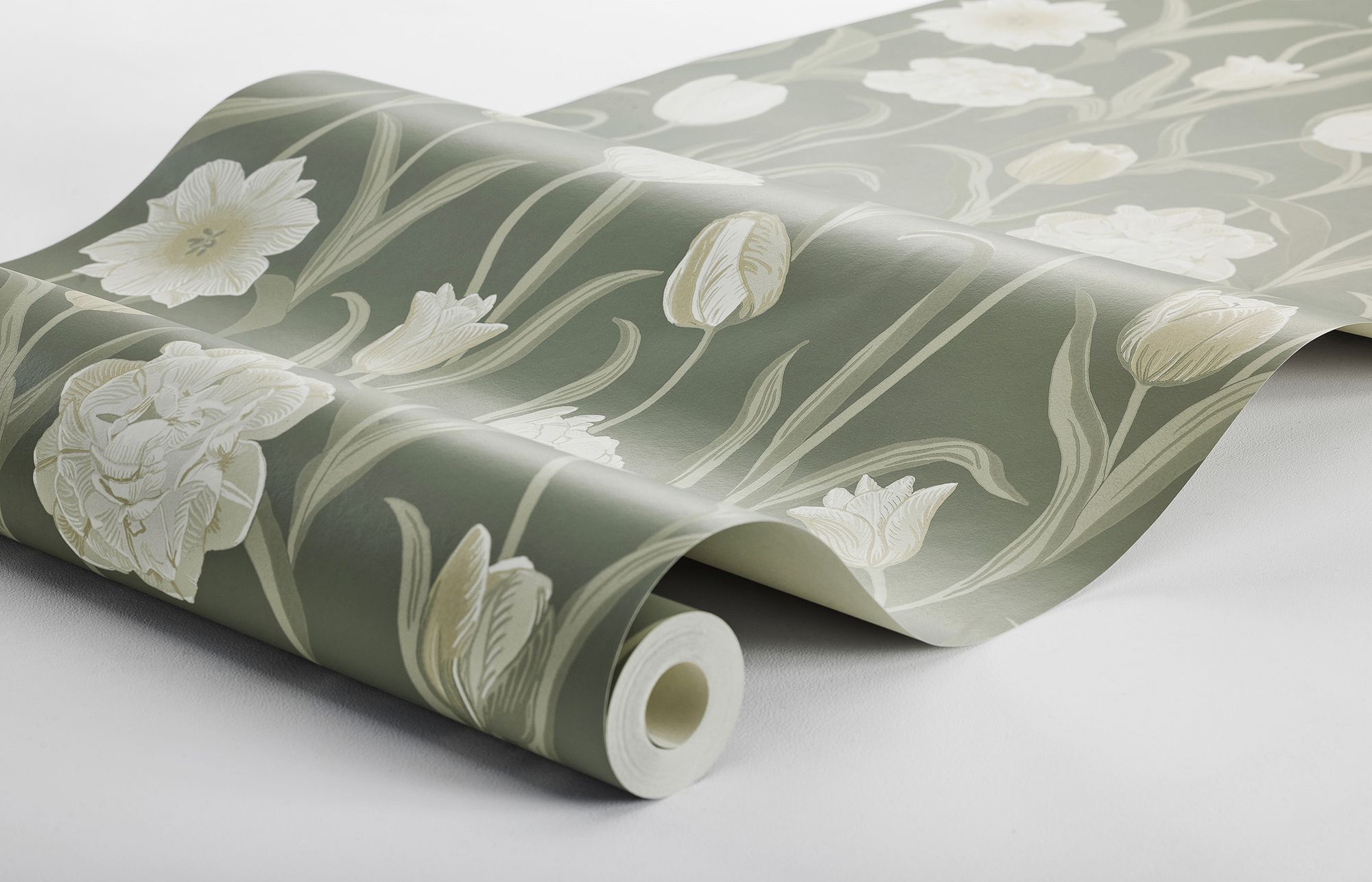 6971 La Belle Epoque Green and White Wallpaper by Boråstapeter