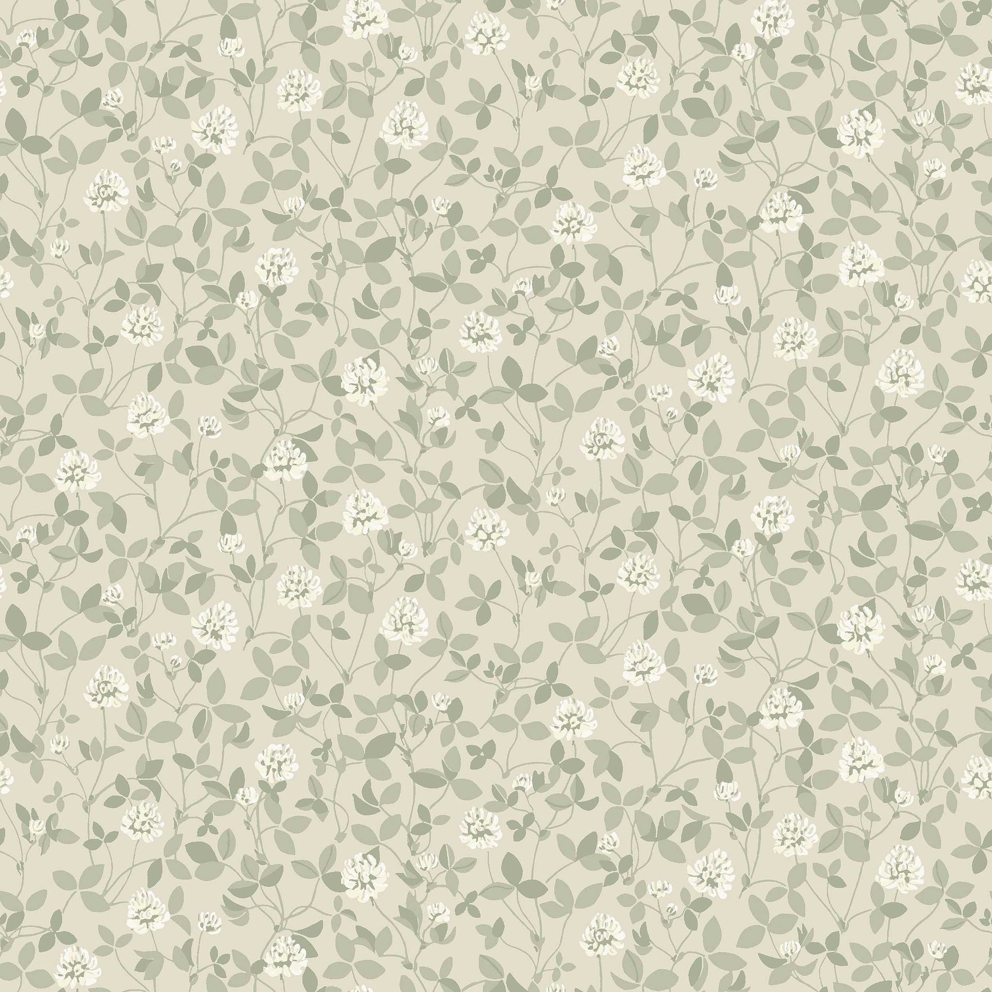6977 Klöver Beige and Green Wallpaper by Boråstapeter