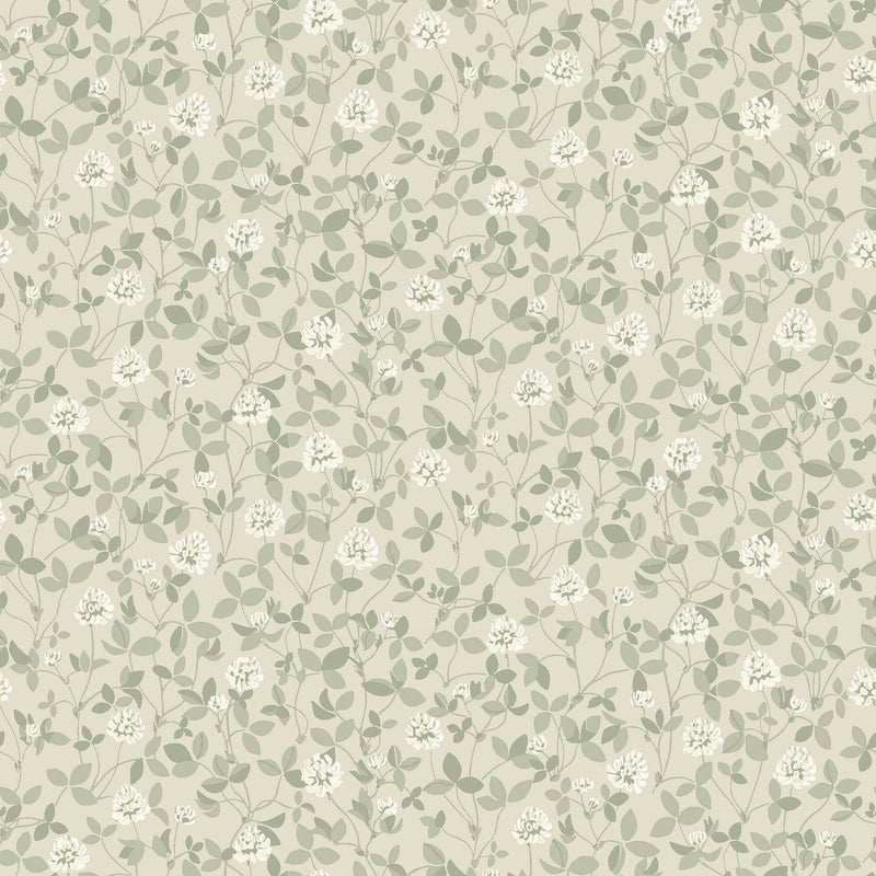 6977 Klöver Beige and Green Wallpaper by Boråstapeter