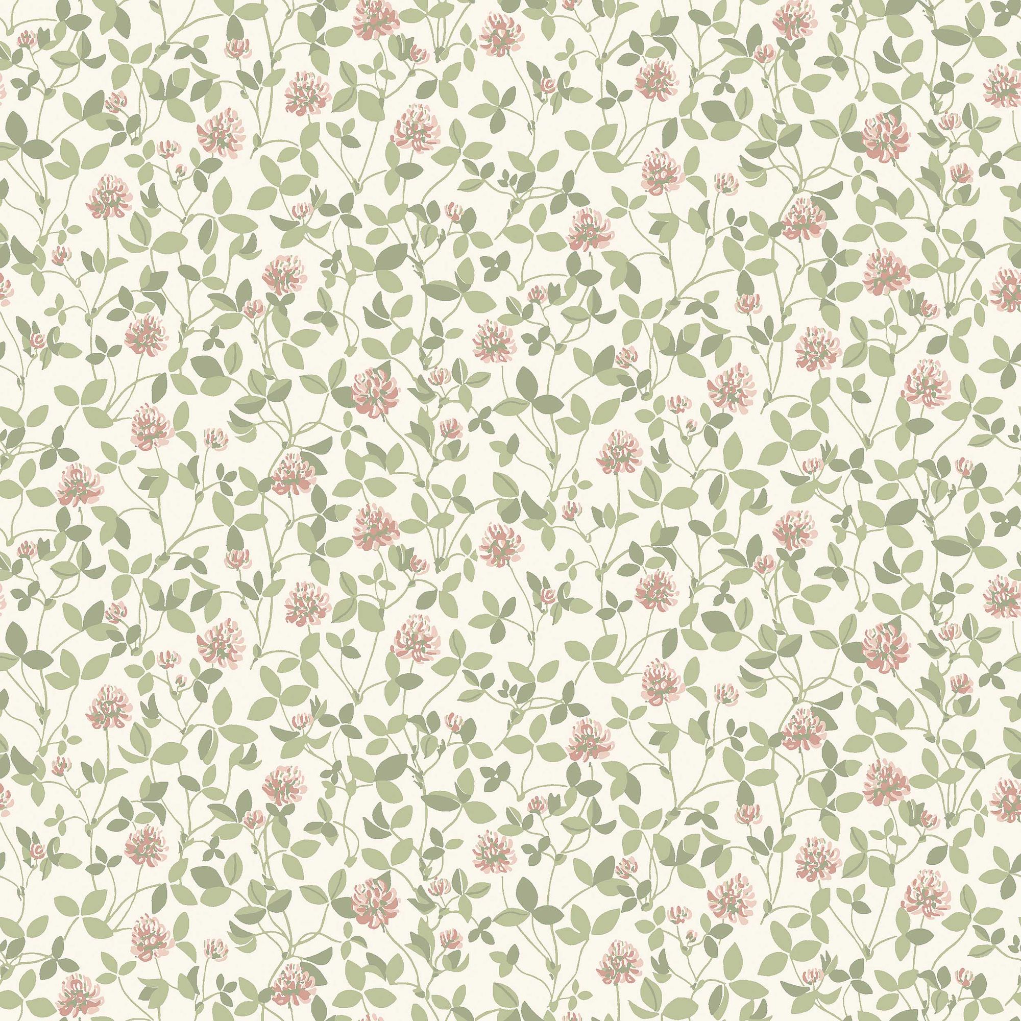 6978 Klöver Pink and Green Wallpaper by Boråstapeter