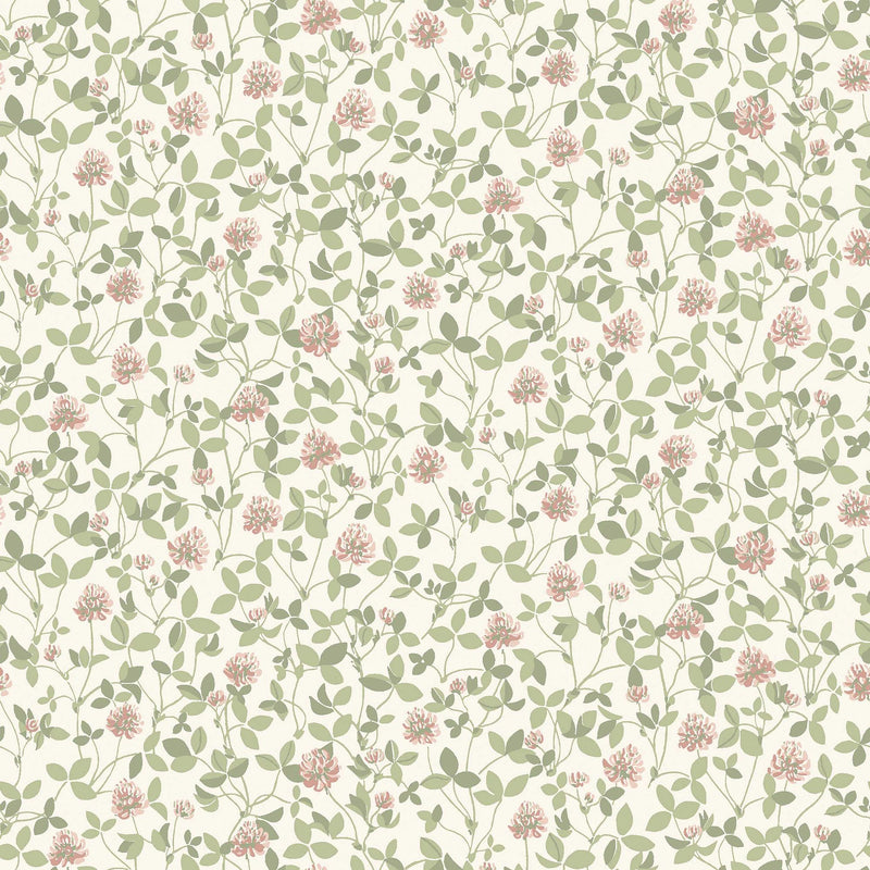 6978 Klöver Pink and Green Wallpaper by Boråstapeter