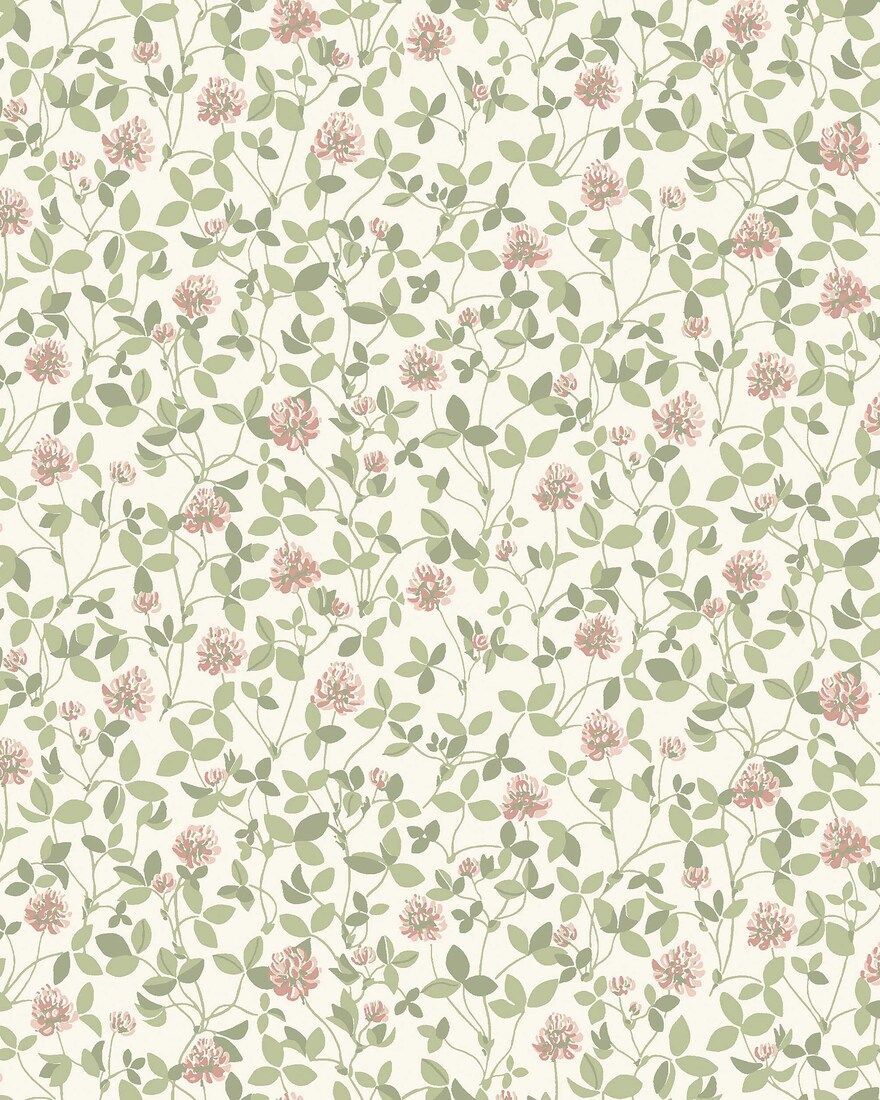 6978 Klöver Pink and Green Wallpaper by Boråstapeter