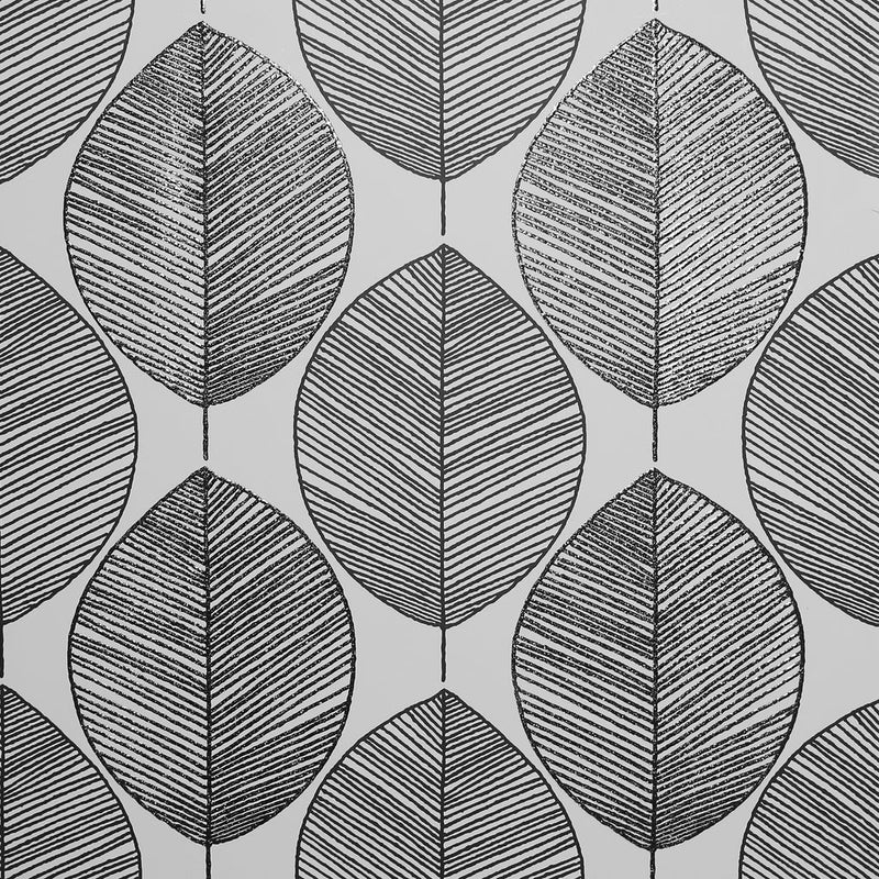 698402 Scandi Leaf Black and White Wallpaper By Arthouse