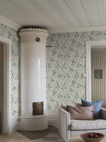 6984 Trädgårdsfröjd Multi and White Wallpaper by Boråstapeter