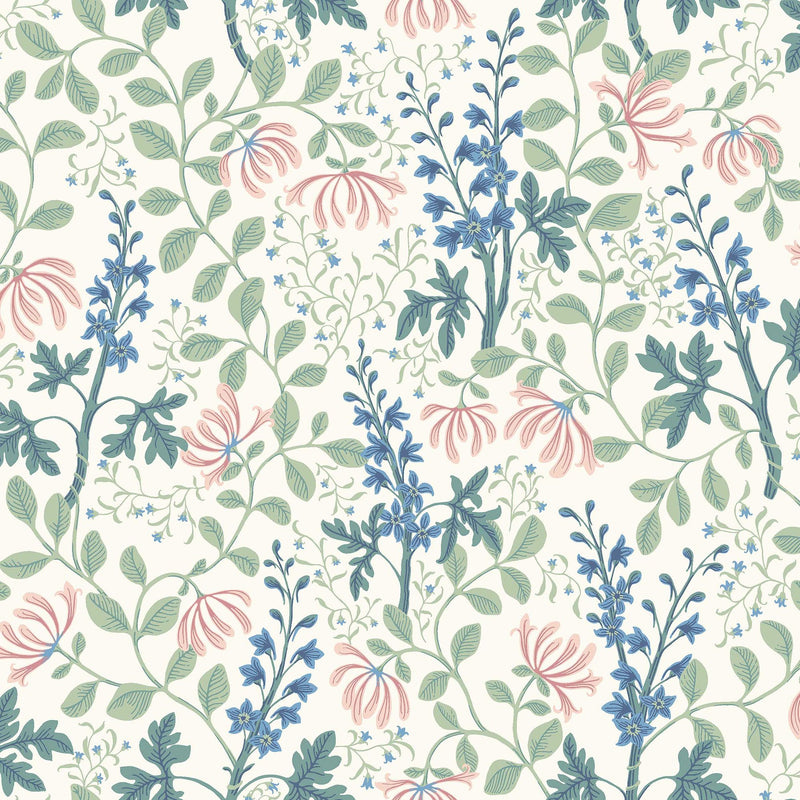 6984 Trädgårdsfröjd Multi and White Wallpaper by Boråstapeter
