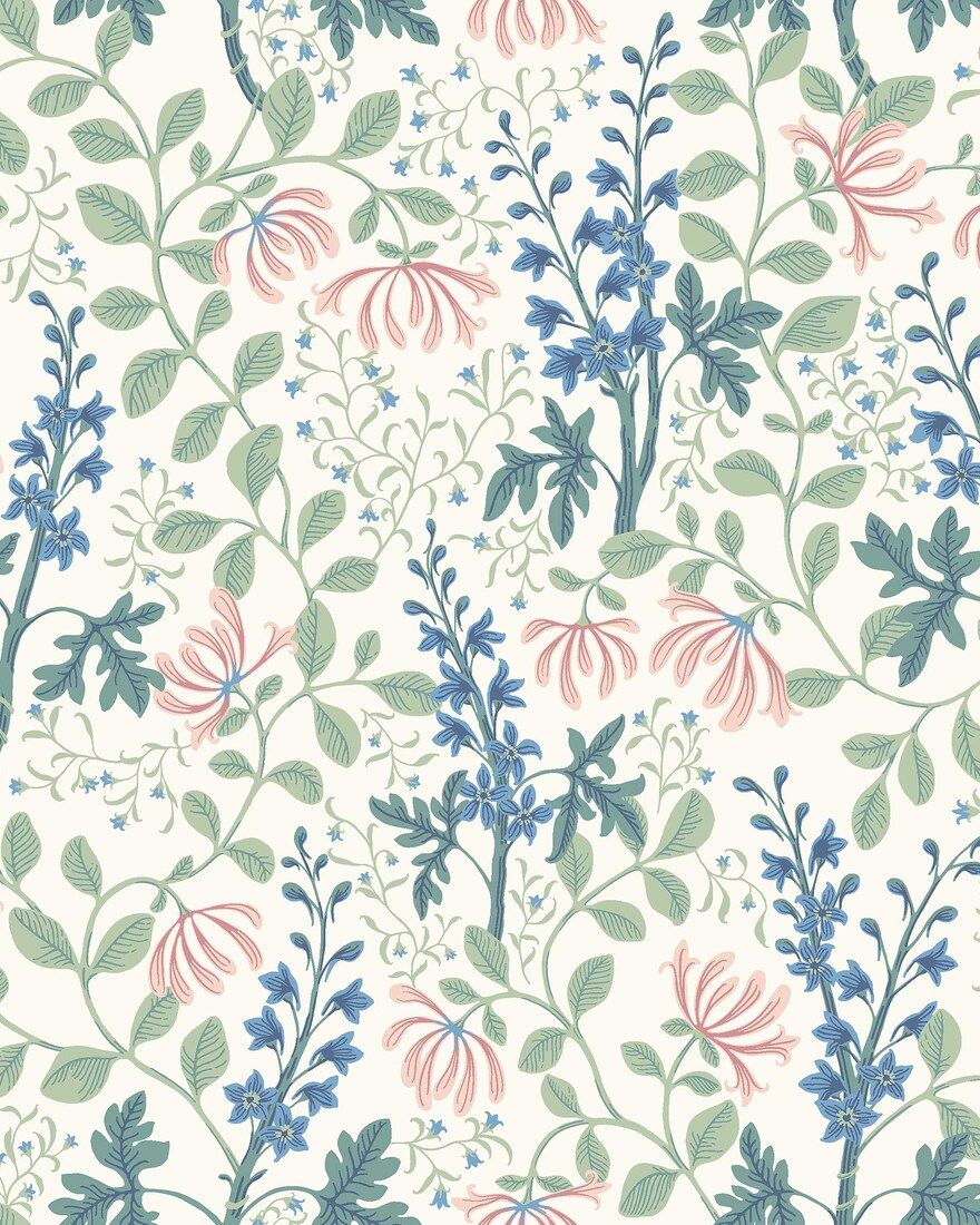6984 Trädgårdsfröjd Multi and White Wallpaper by Boråstapeter