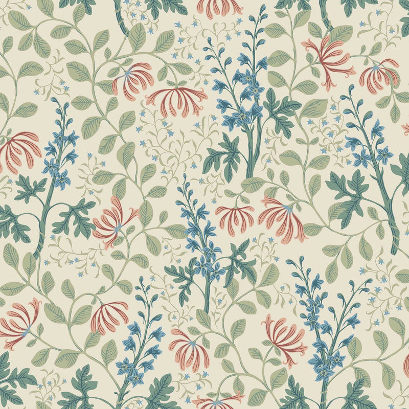 6985 Trädgårdsfröjd Multi and Beige Wallpaper by Boråstapeter