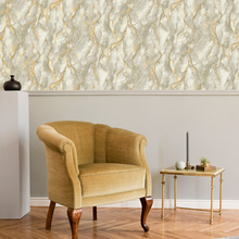 400129 Pandora Grey Gold Vasari Wallpaper by Rasch