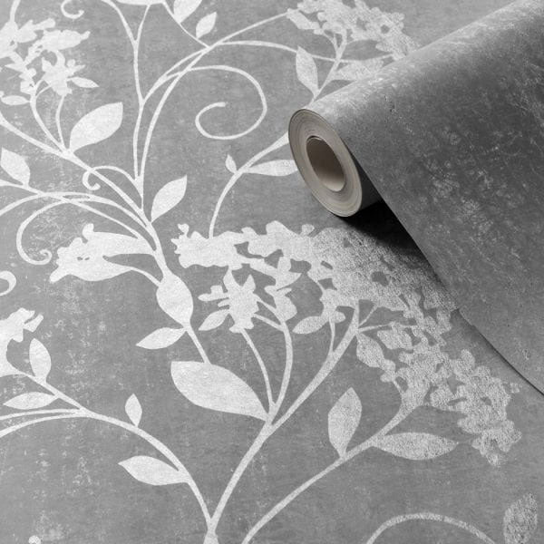 701580 Couture Sienna Floral Silver Wallpaper By Muriva