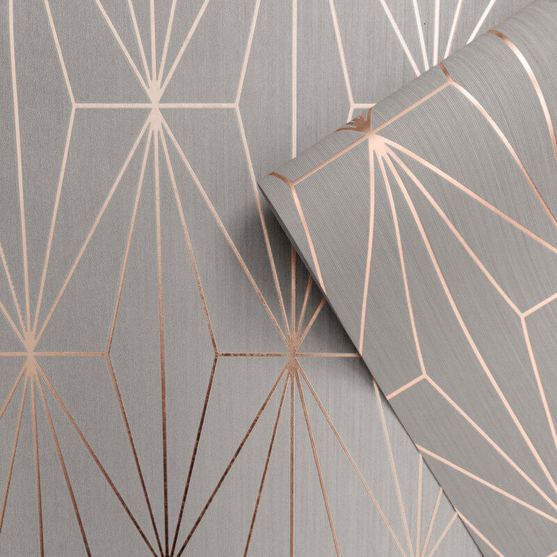 703013 Kayla Grey and Rose Gold Wallpaper By Muriva