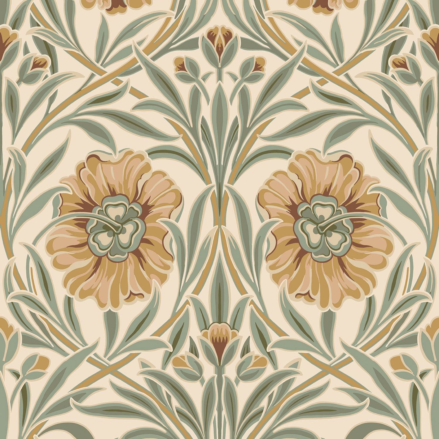 70370202 Isadora Ivoire/Céladon Wallpaper by Casamance