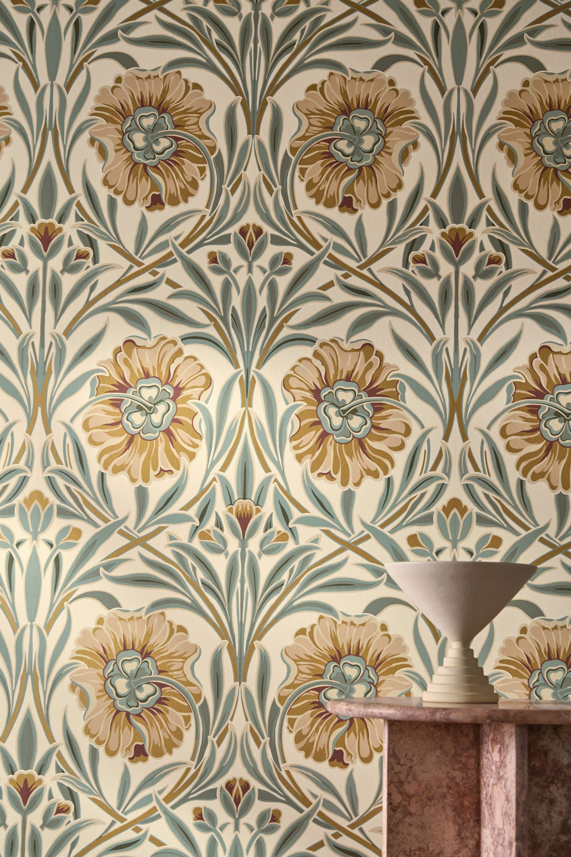 70370202 Isadora Ivoire/Céladon Wallpaper by Casamance