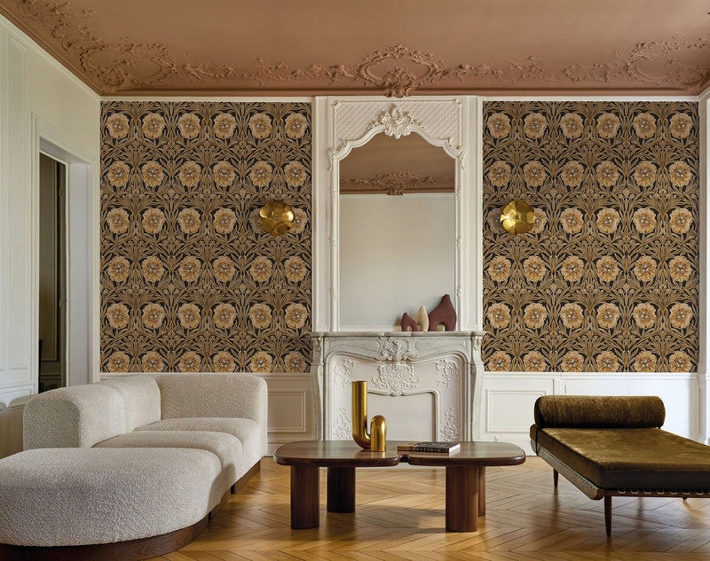 70370406 Isadora Noir/Doré Wallpaper by Casamance