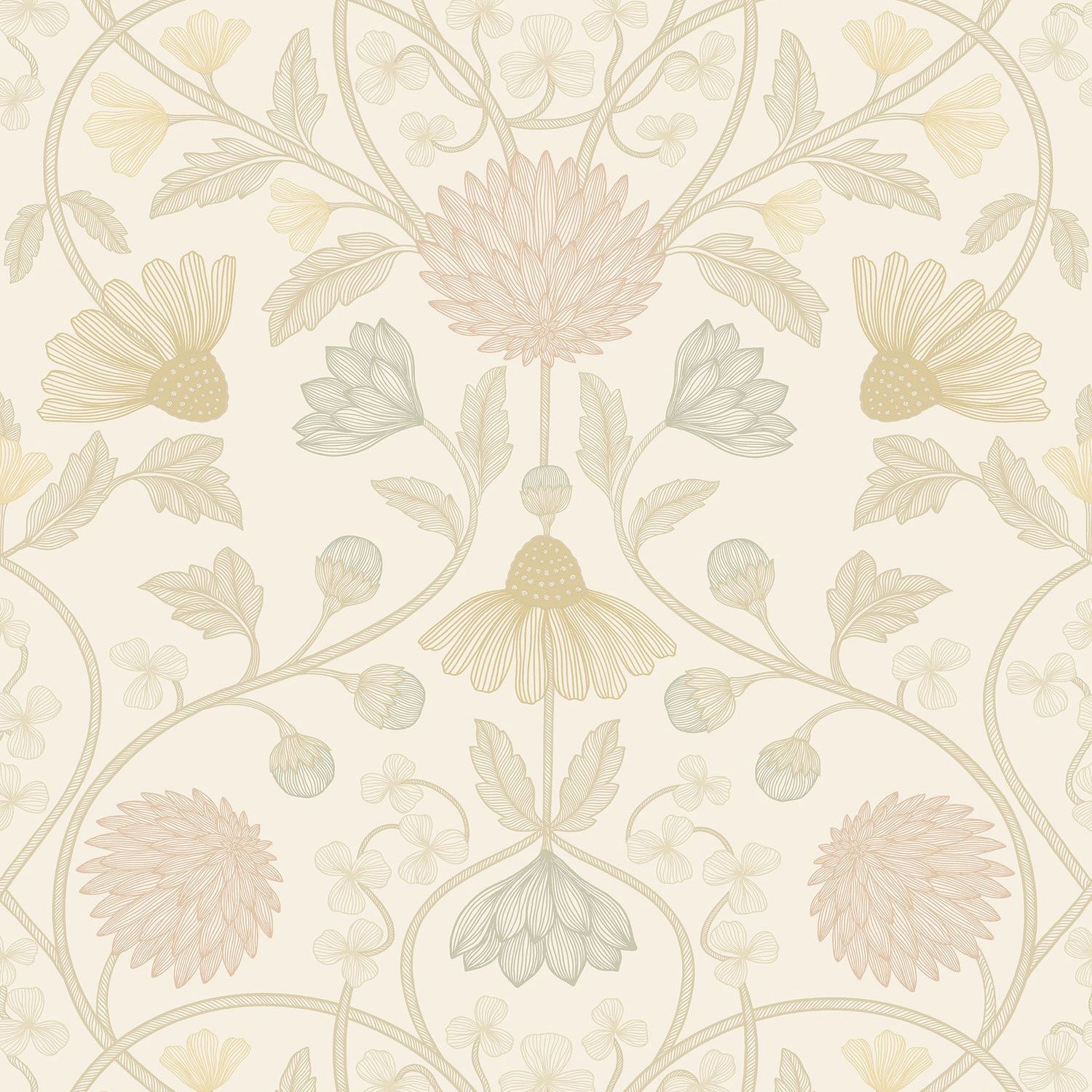 70450508 Hippolyte Ivoire/Doré Wallpaper by Casamance