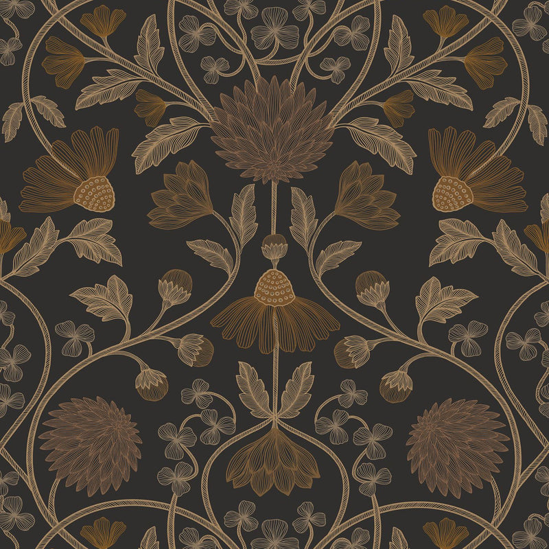 70450916 Hippolyte Noir/Doré Wallpaper by Casamance