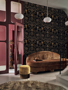 70450916 Hippolyte Noir/Doré Wallpaper by Casamance