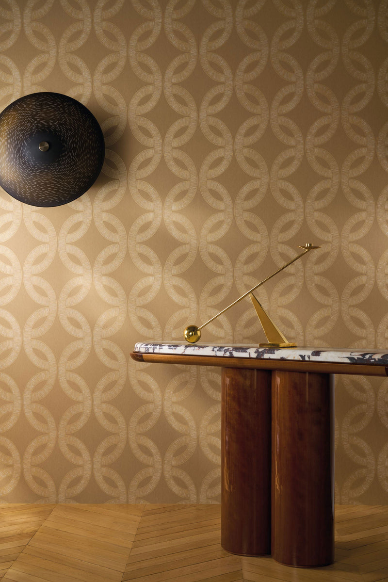 70692140 Etienne Praliné/Doré Wallpaper by Casamance