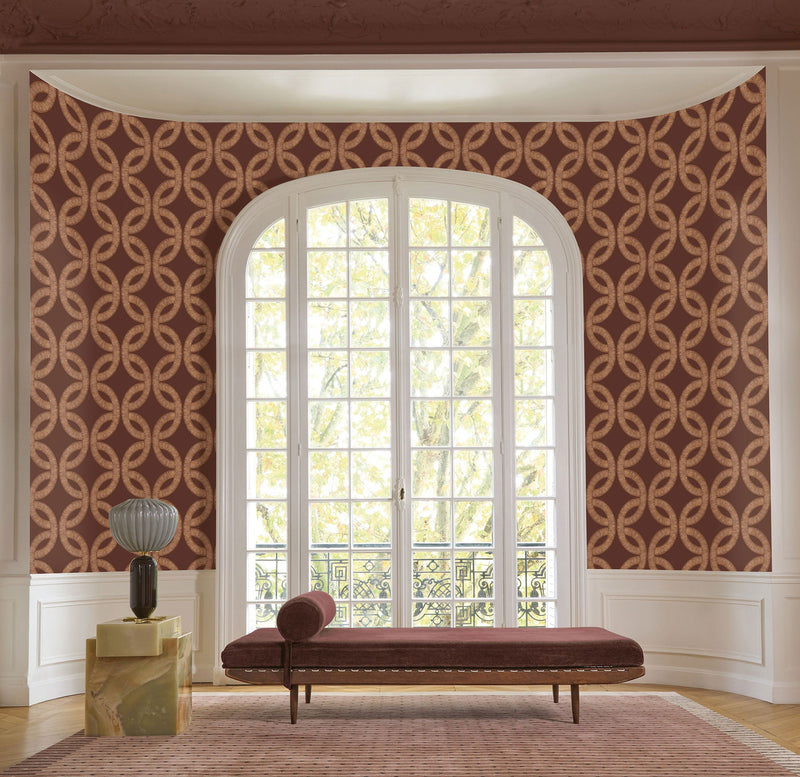 70692344 Etienne Bordeaux/Cuivré Wallpaper by Casamance