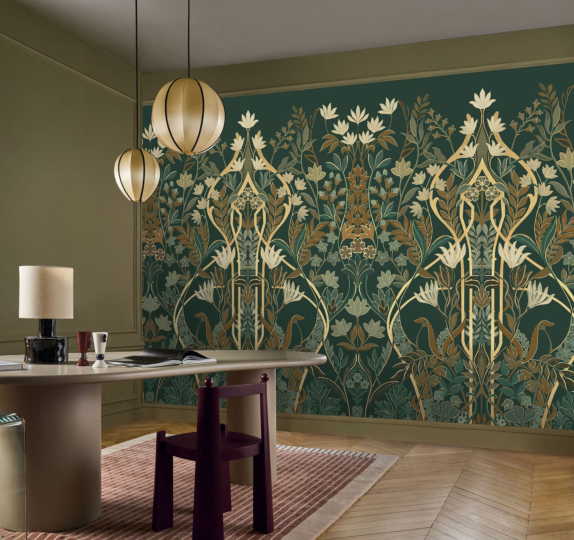 70733058 Salon Des Miroirs Pétrole/Doré Mural by Casamance