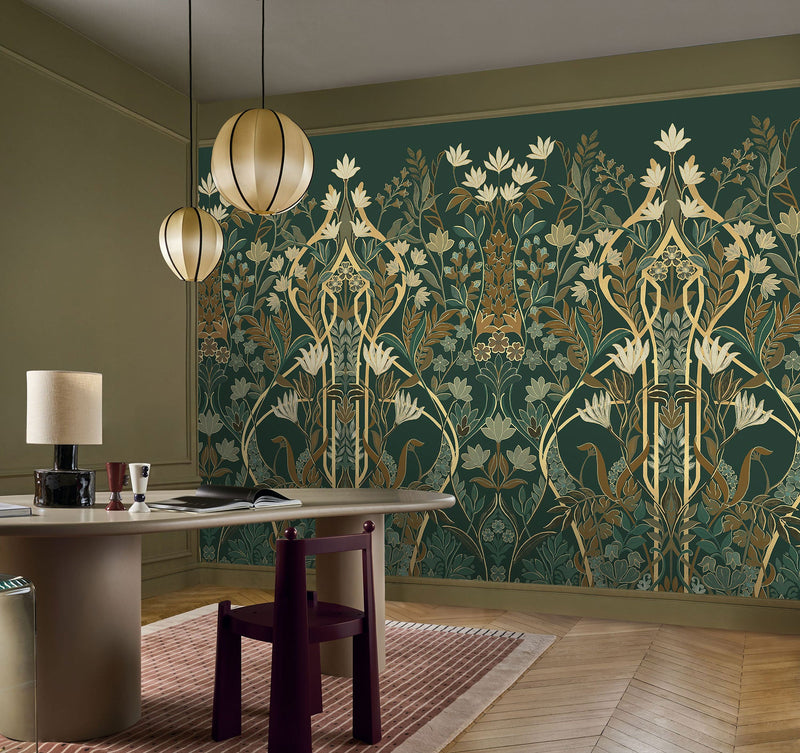 70733058 Salon Des Miroirs Pétrole/Doré Mural by Casamance