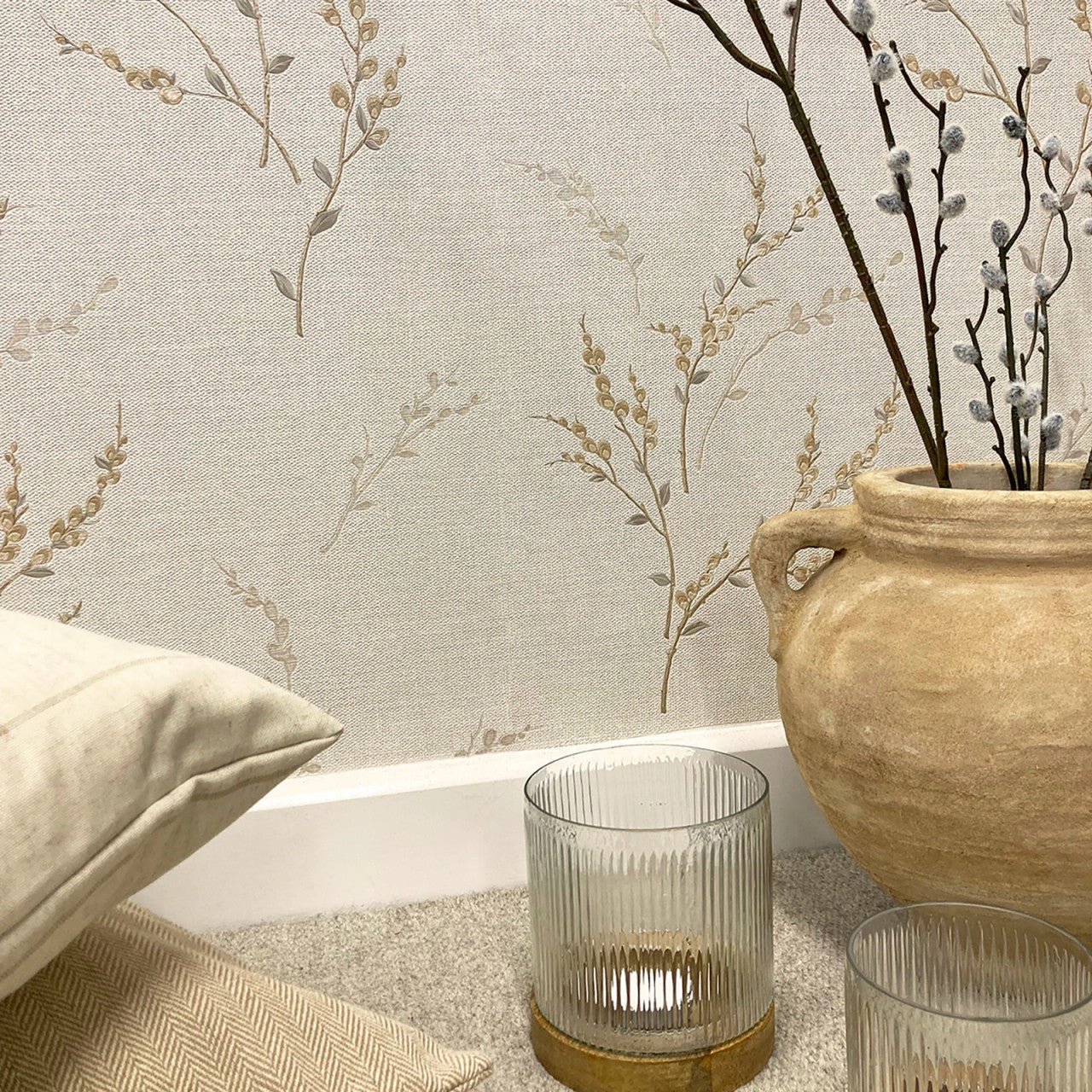 7150 Sahara Moon Light White and Beige Graphics Wallpaper by Boråstapeter
