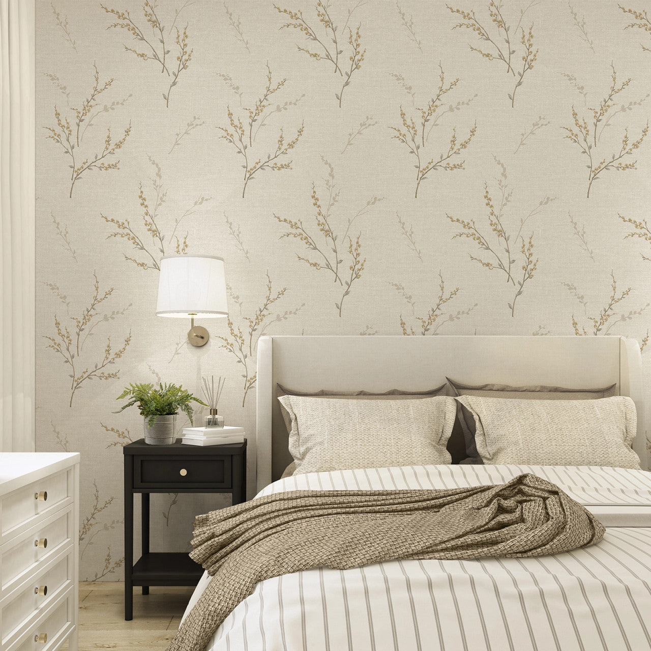 7150 Sahara Moon Light White and Beige Graphics Wallpaper by Boråstapeter