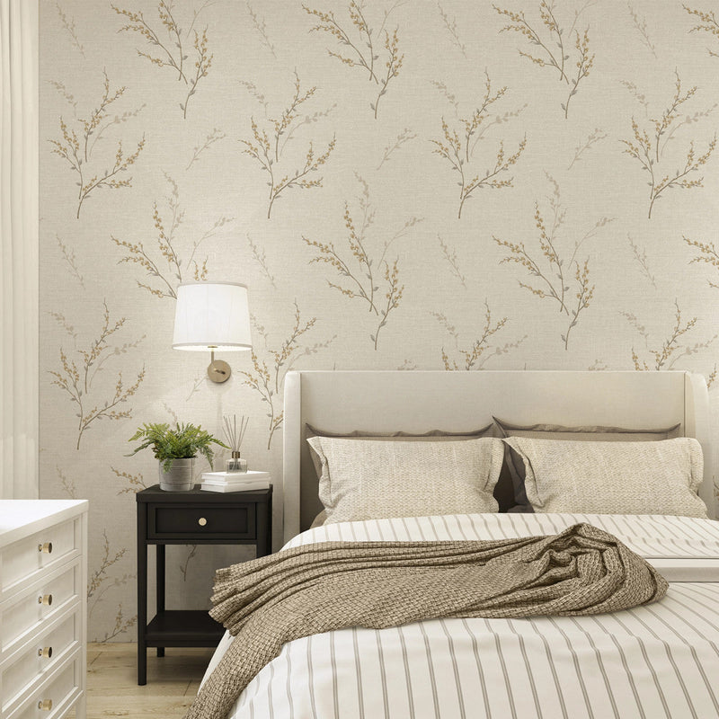 7150 Sahara Moon Light White and Beige Graphics Wallpaper by Boråstapeter